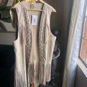 Women’s Fringed Vest NWT - Suede like material